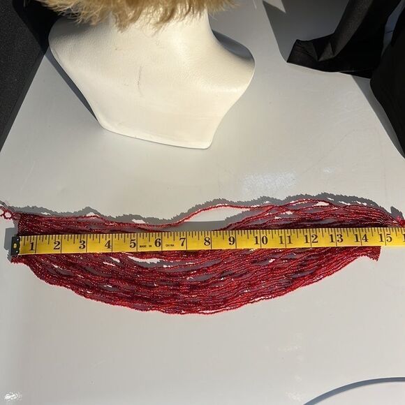 24 Strand Pill Bead Necklace - Red & Beautiful - Picture 9 of 12